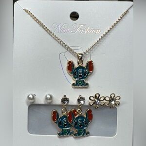 Cute Girls Costume Jewelry Stitch Necklace and Earring Set